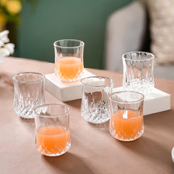 Set Of 6 Diamond Cut Glass Tumbler 200ml