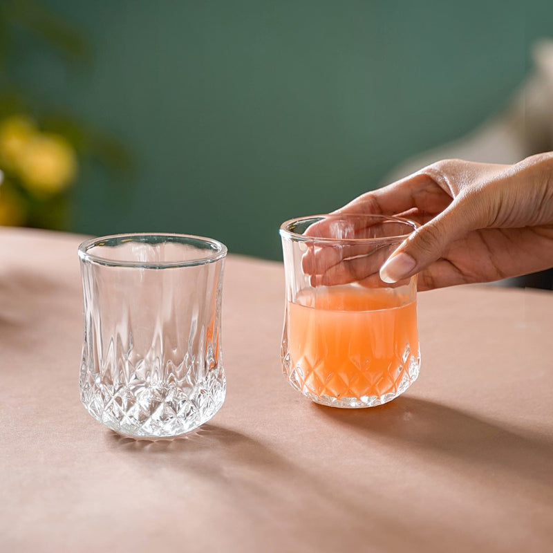 Set Of 6 Diamond Cut Glass Tumbler 200ml