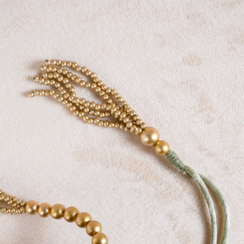 Shikara Orchids Velvet Potli Bag Smoky Green