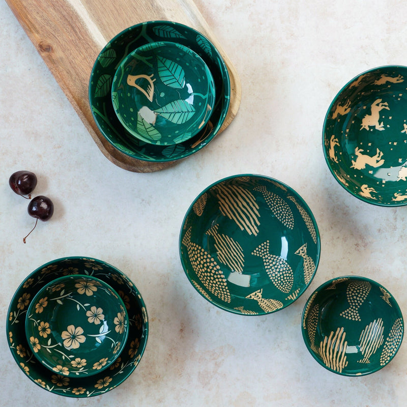Natura Bowls Green - Bowl, ceramic bowl, serving bowls, noodle bowl, salad bowls, bowl for snacks, large serving bowl | Bowls for dining table & home decor