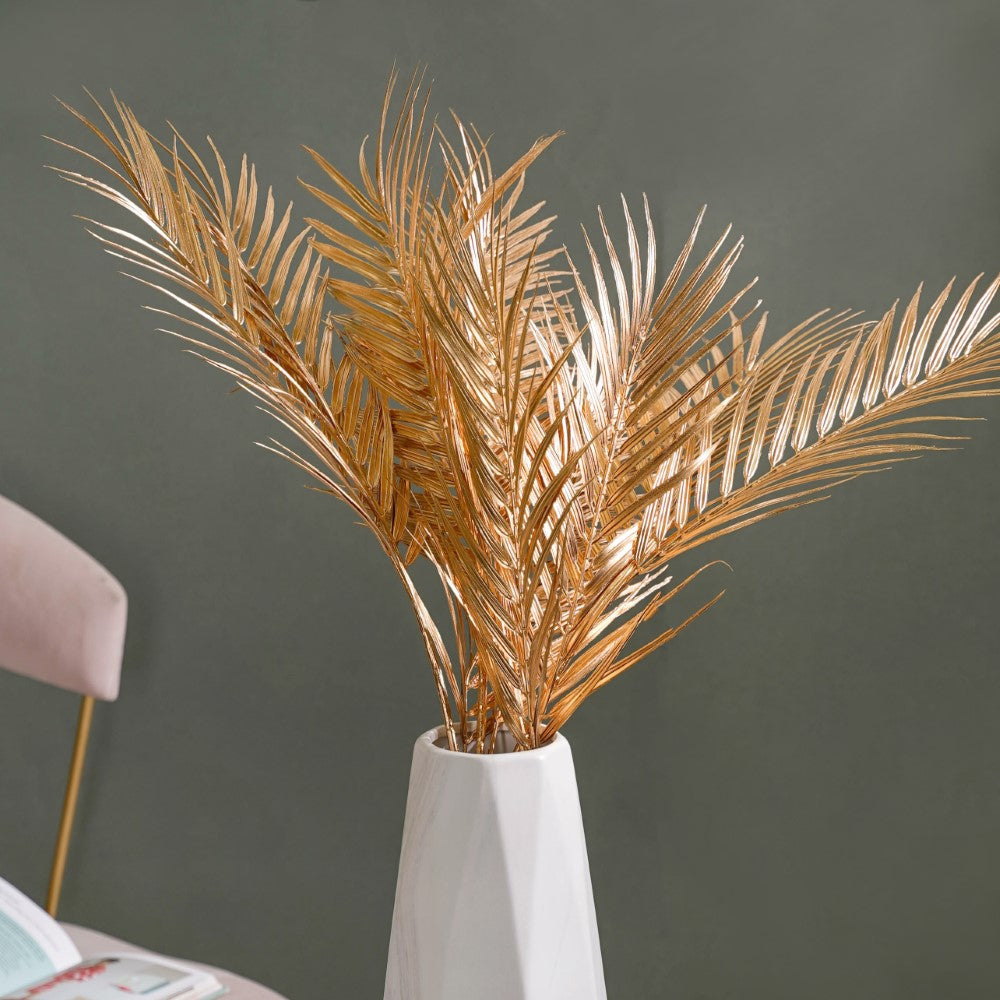Artificial Palm Leaf Stem Gold Set Of 4