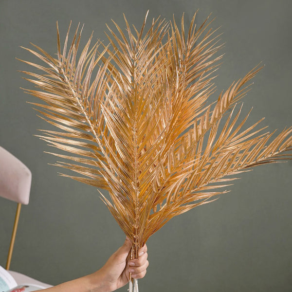 Artificial Palm Leaf Stem Gold Set Of 4 - Artificial Plant | Flower for vase | Home decor item | Room decoration item