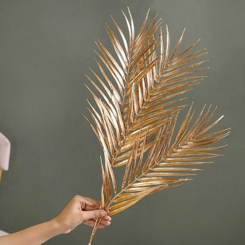 Artificial Palm Leaf Stem Gold Set Of 4 - Artificial Plant | Flower for vase | Home decor item | Room decoration item