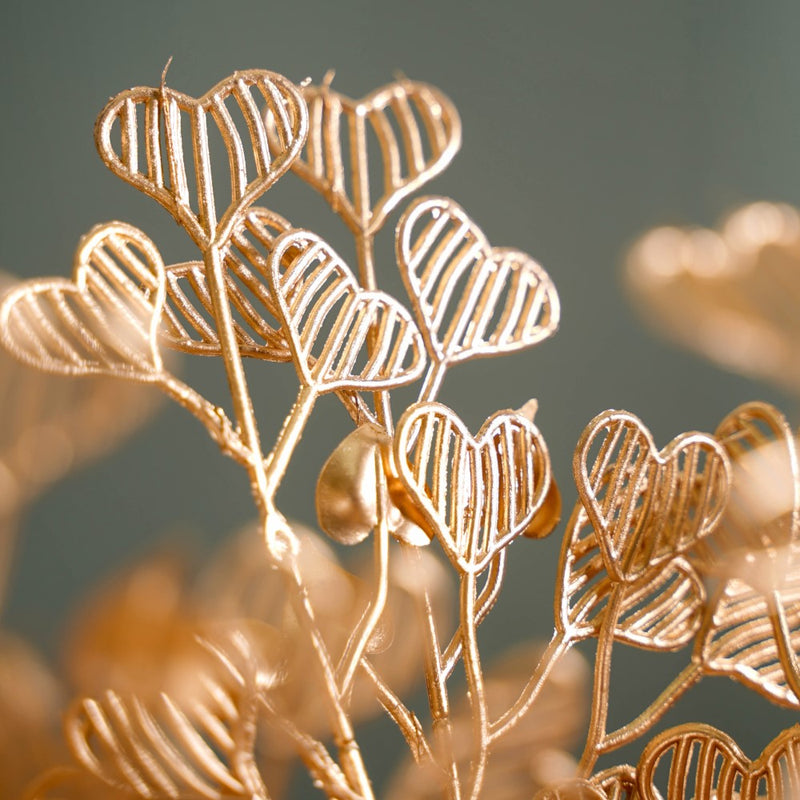 Heart Leaf Stem Gold Set Of 4 - Artificial Plant | Flower for vase | Home decor item | Room decoration item