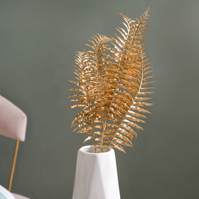 Artificial Fern Leaf Stem Gold Set Of 4 - Artificial Plant | Flower for vase | Home decor item | Room decoration item
