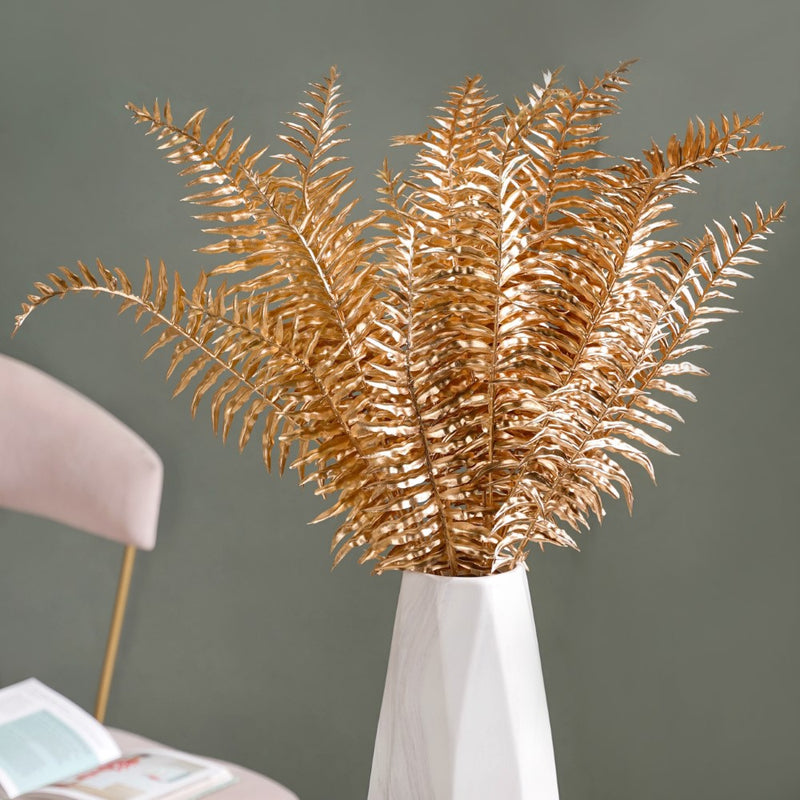 Artificial Fern Leaf Stem Gold Set Of 4 - Artificial Plant | Flower for vase | Home decor item | Room decoration item
