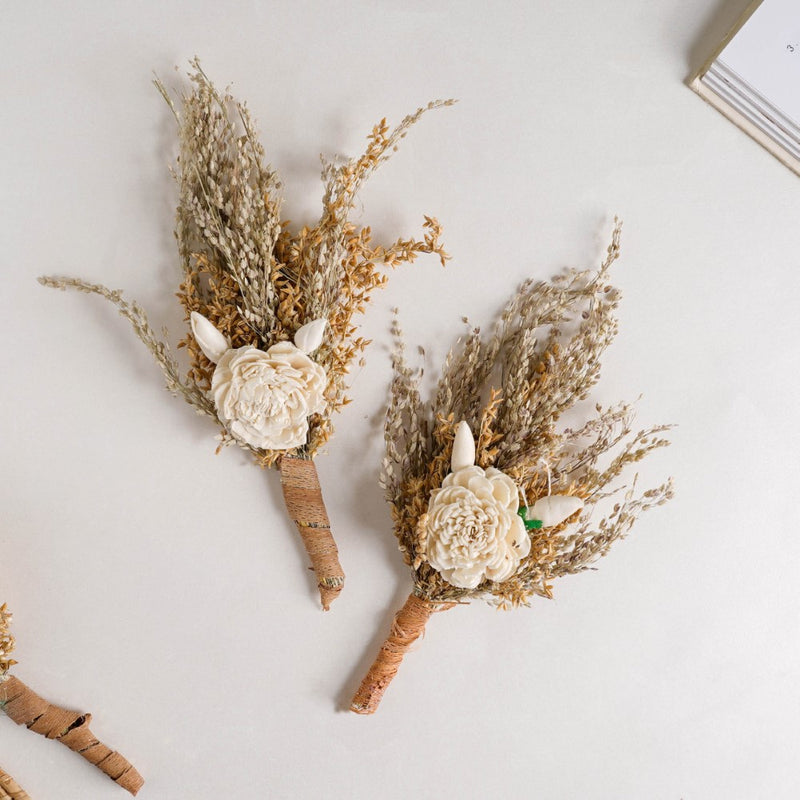 Shola Peony Mini Floral Bouquet Set Of 4 - Natural, organic and eco-friendly decorative flowers | Sustainable home decor items