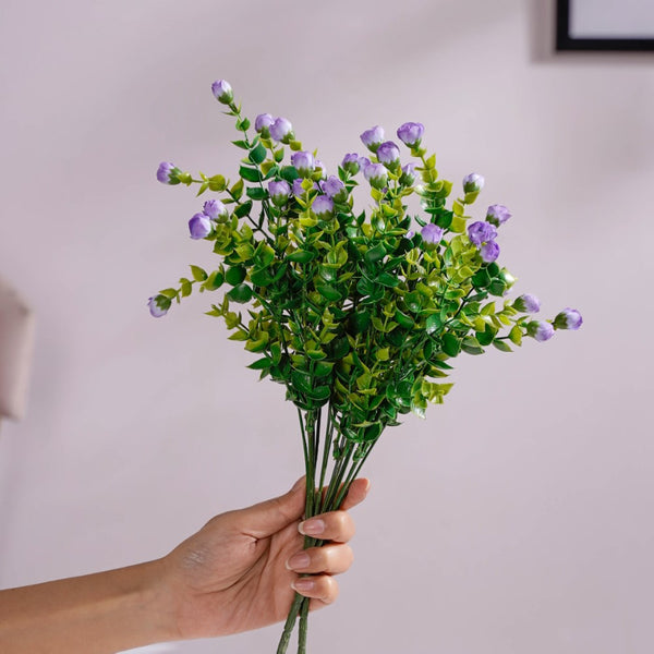 Small Artificial Flowers Bunch Purple Set Of 2 - Artificial flower | Flower for vase | Home decor item | Room decoration item