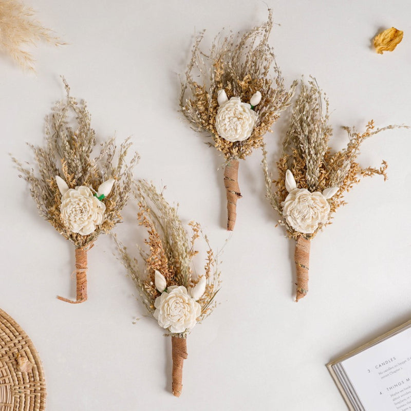 Shola Peony Mini Floral Bouquet Set Of 4 - Natural, organic and eco-friendly decorative flowers | Sustainable home decor items