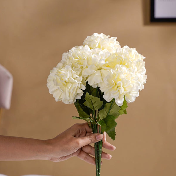 Artificial Chrysanthemum Bouquet White Set Of 2 - Artificial flower | Home decor item | Room decoration item