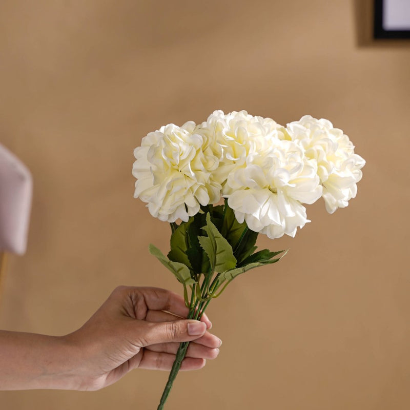 Artificial Chrysanthemum Bouquet White Set Of 2 - Artificial flower | Home decor item | Room decoration item