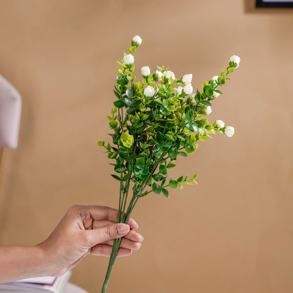 Decorative Flower Bud Stem White Set Of 2 - Artificial flower | Home decor item | Room decoration item