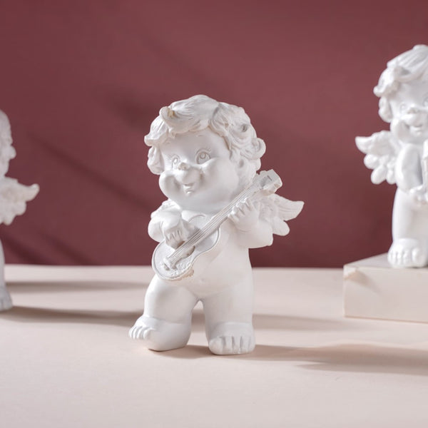 Baby Angel Resin Showpiece White Set Of 4 - Showpiece | Home decor item | Room decoration item