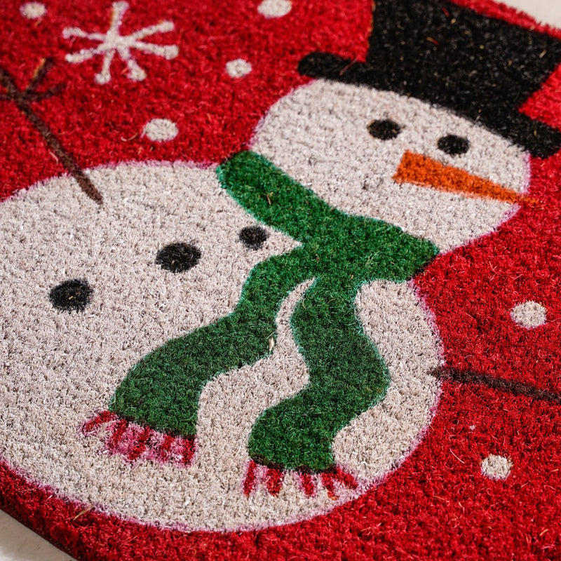 Christmas Snowman Coir Multicolour Doormat 23.5 x 15.5 Inches