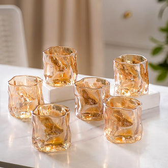 Crystal Water Glass Amber Set of 6