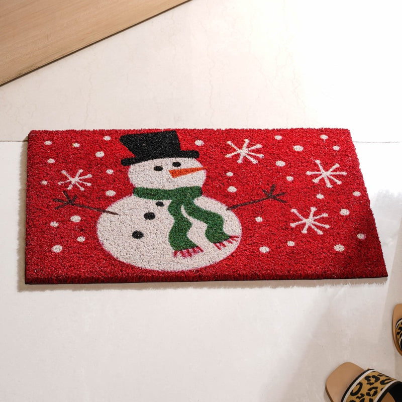 Christmas Snowman Coir Multicolour Doormat 23.5 x 15.5 Inches