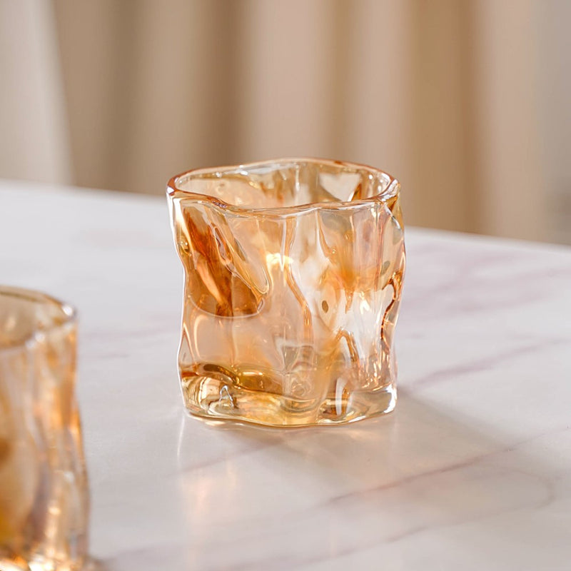 Crystal Water Glass Amber Set of 6