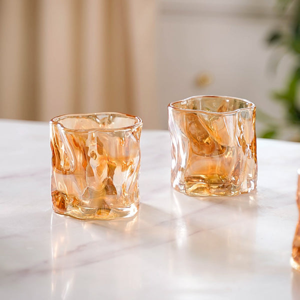Crystal Water Glass Amber Set of 6
