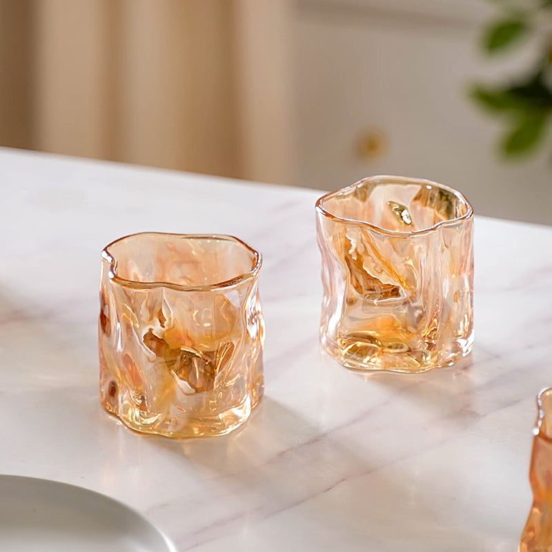 Crystal Water Glass Amber Set of 6