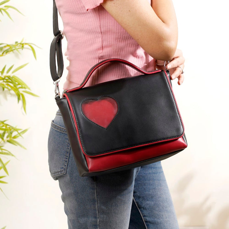 Heart Sling Bag Black And Red