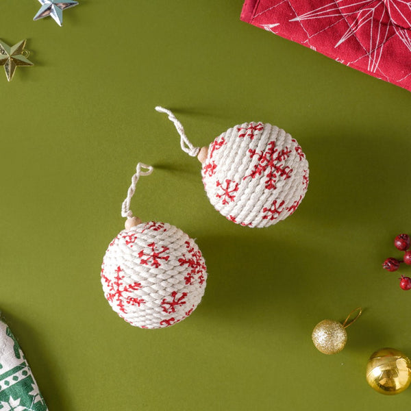 Snowflake Christmas Hanging Ornament Set Of 2 - Showpiece | Home decor item | Room decoration item