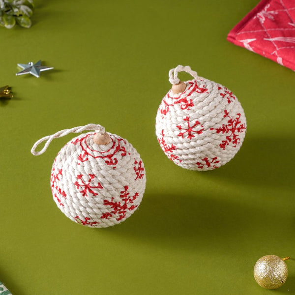 Snowflake Christmas Hanging Ornament Set Of 2 - Showpiece | Home decor item | Room decoration item