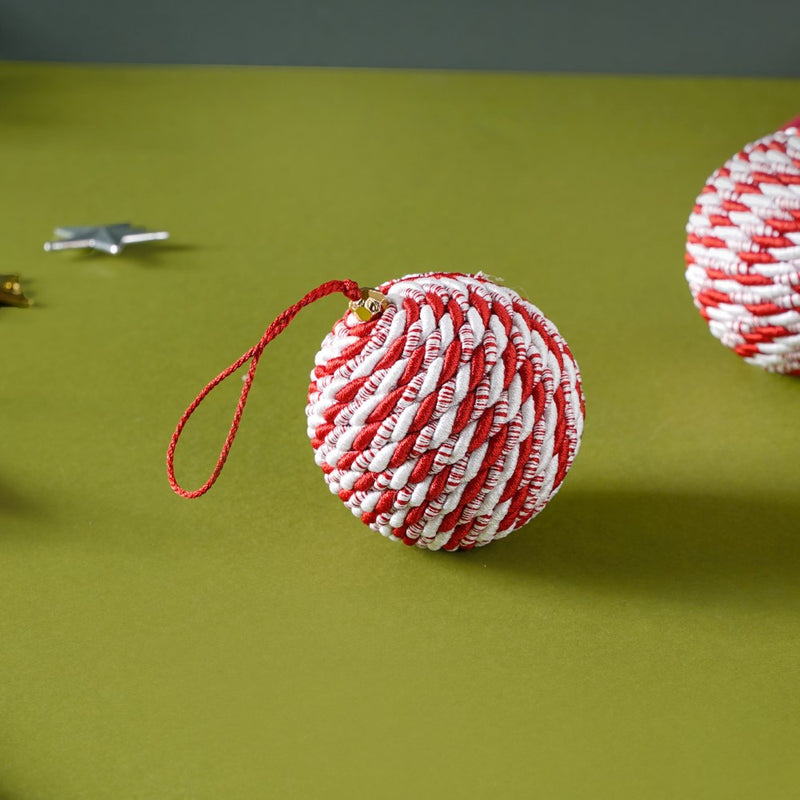 Peppermint Round Candy Bauble Set Of 2 - Showpiece | Home decor item | Room decoration item