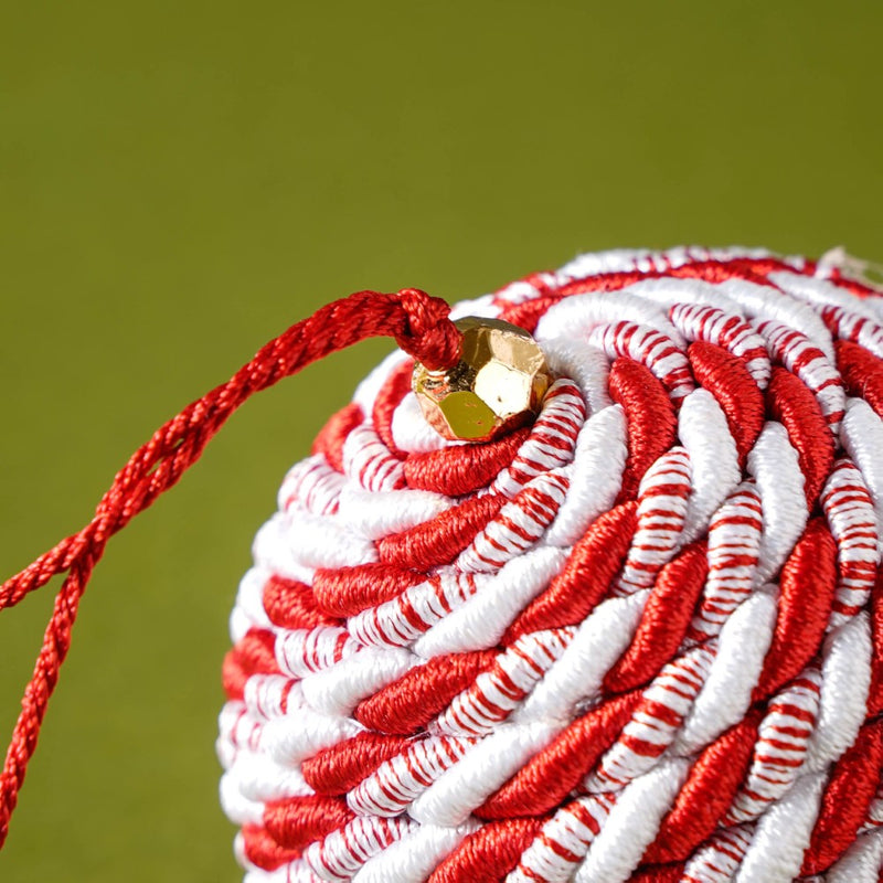 Peppermint Round Candy Bauble Set Of 2 - Showpiece | Home decor item | Room decoration item