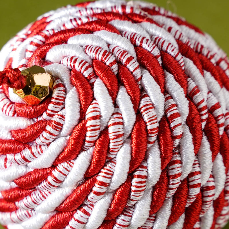 Peppermint Round Candy Bauble Set Of 2 - Showpiece | Home decor item | Room decoration item
