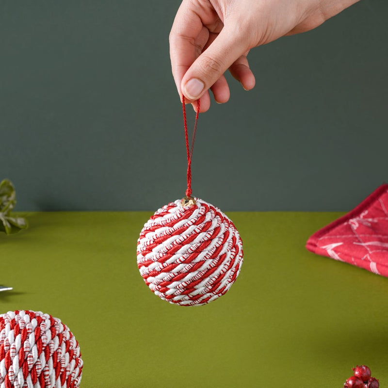 Peppermint Round Candy Bauble Set Of 2 - Showpiece | Home decor item | Room decoration item