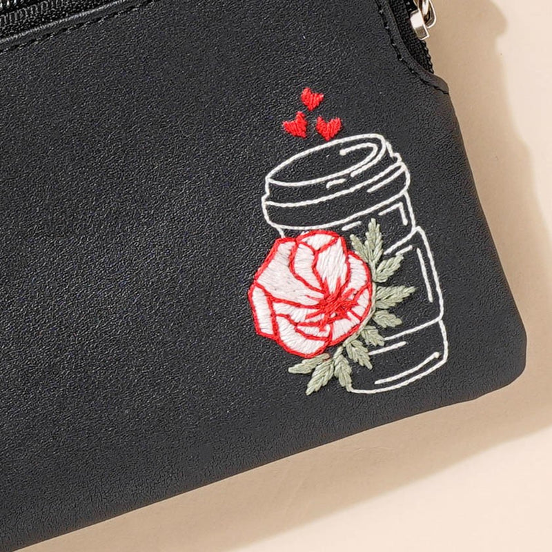 Rose Coffee Mug Coin Pouch Black