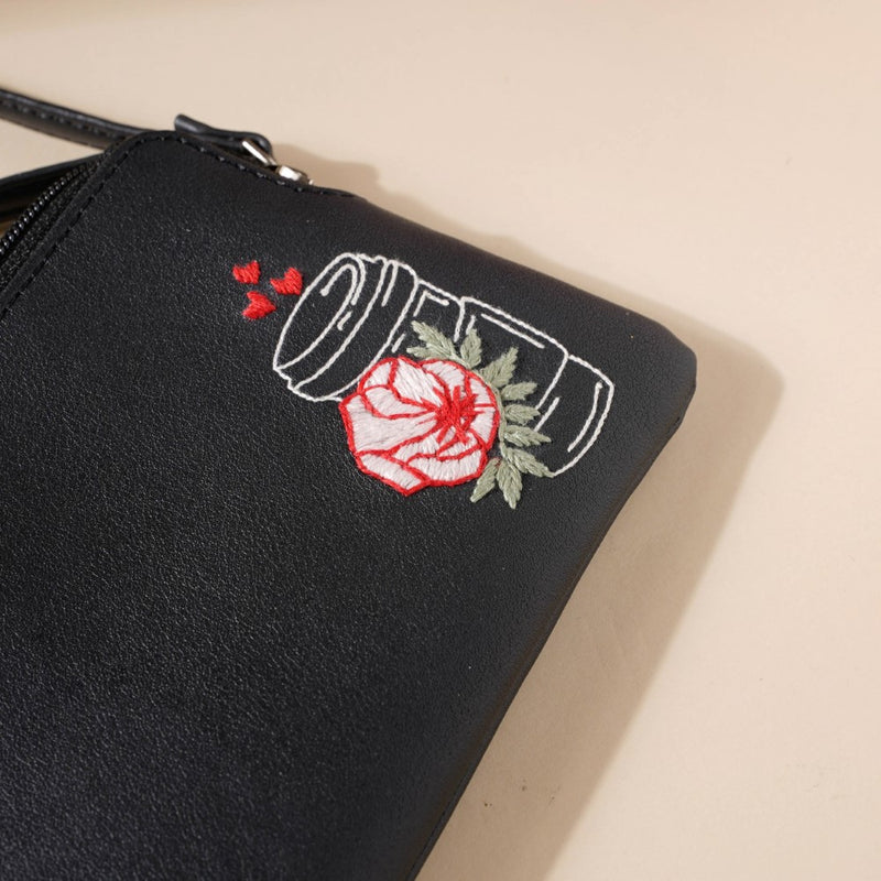 Rose Coffee Mug Coin Pouch Black