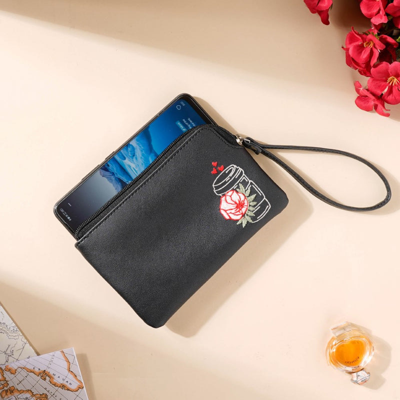 Rose Coffee Mug Coin Pouch Black