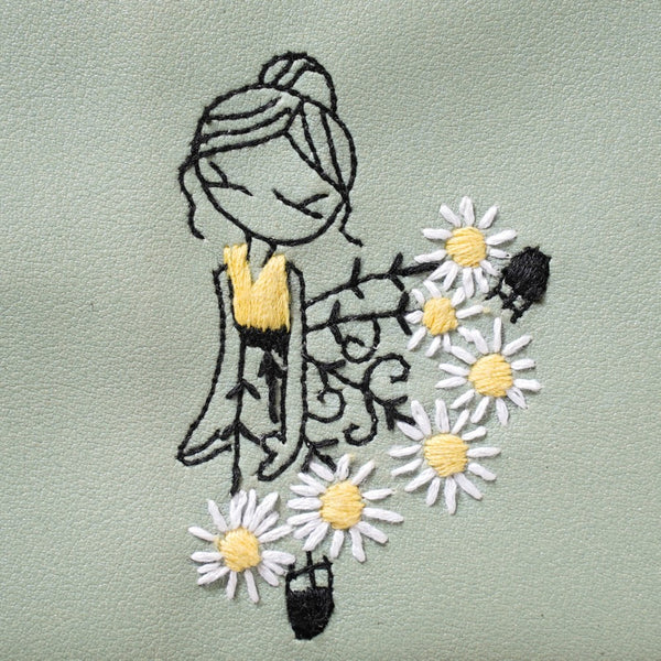 Dancing Ballerina Embroidered Coin Pouch Green