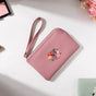 Floral Camera Embroidered Pouch Bag Pink