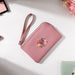 Floral Camera Embroidered Pouch Bag Pink
