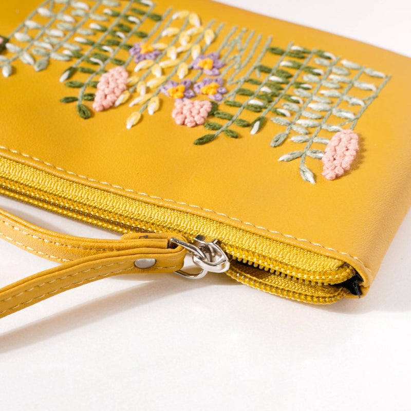 Fronds And Blooms Coin Pouch Yellow