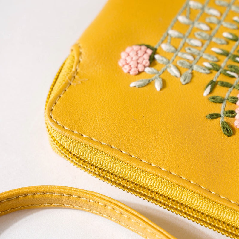 Fronds And Blooms Coin Pouch Yellow