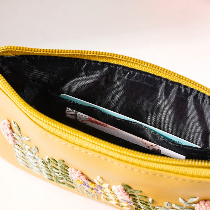 Fronds And Blooms Coin Pouch Yellow