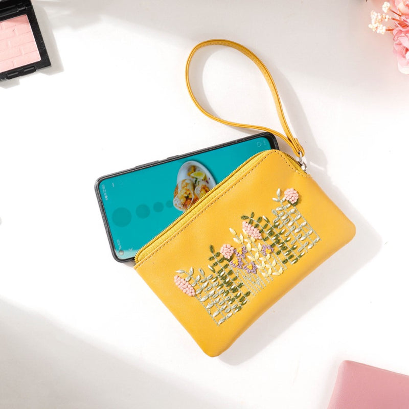 Fronds And Blooms Coin Pouch Yellow