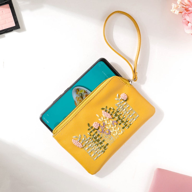 Fronds And Blooms Coin Pouch Yellow