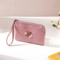 Floral Camera Embroidered Pouch Bag Pink