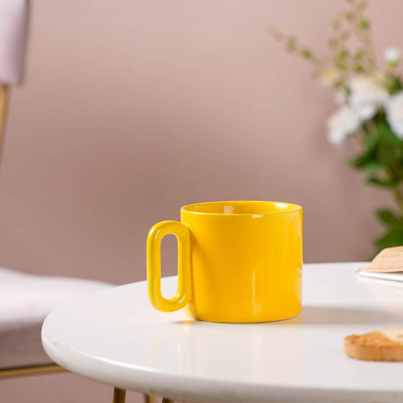 Ceramic Mug Yellow 220ml- Mug for coffee, tea mug, cappuccino mug | Cups and Mugs for Coffee Table & Home Decor