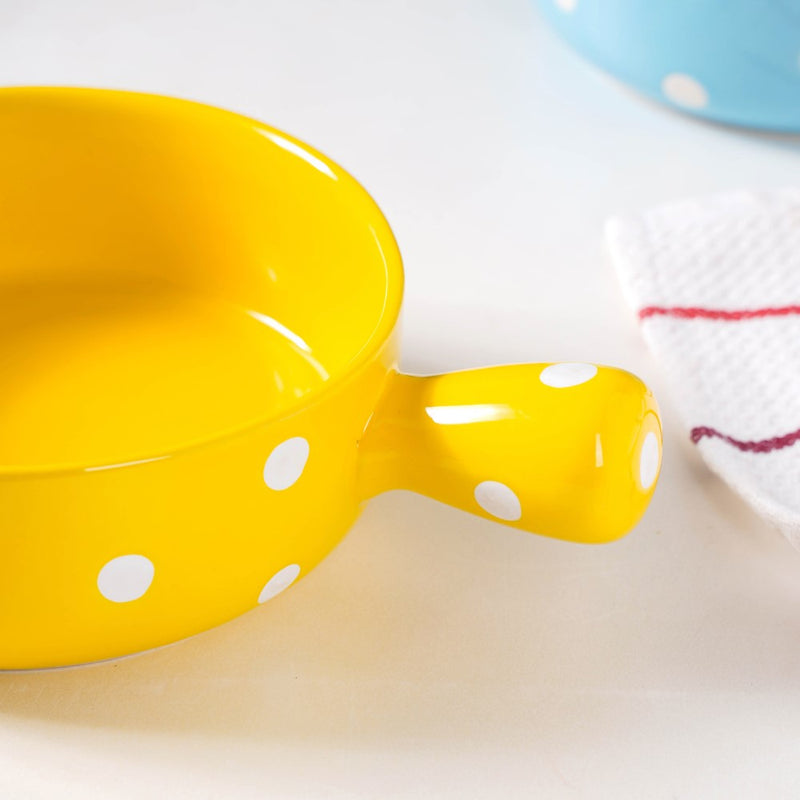 Dots Bowl With Handle - Ceramic bowl, salad bowls, snack bowls, bowl with handle | Bowls for dining table & home decor