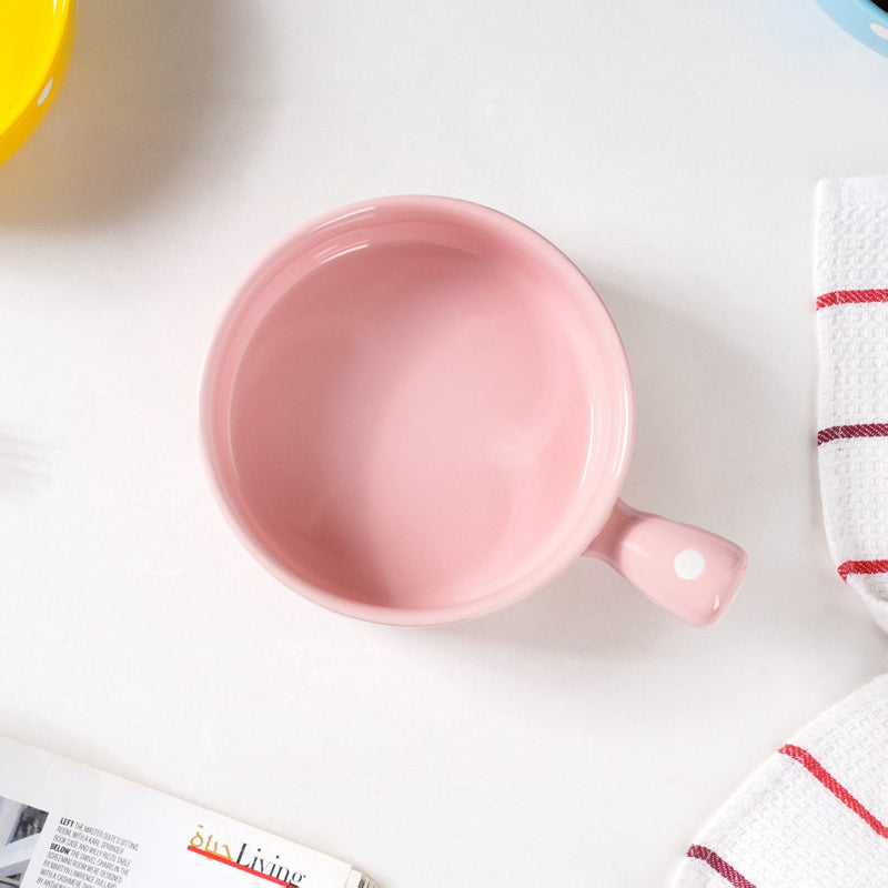 Dots Bowl With Handle - Ceramic bowl, salad bowls, snack bowls, bowl with handle | Bowls for dining table & home decor