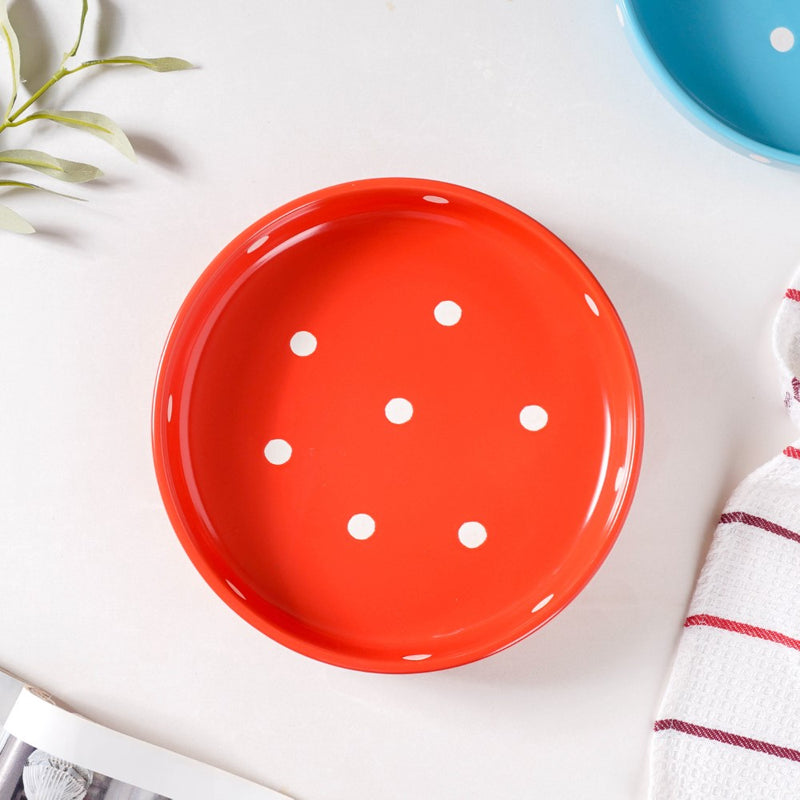 Polka Dots Round Deep Plate - Serving plate, snack plate, dessert plate | Plates for dining & home decor
