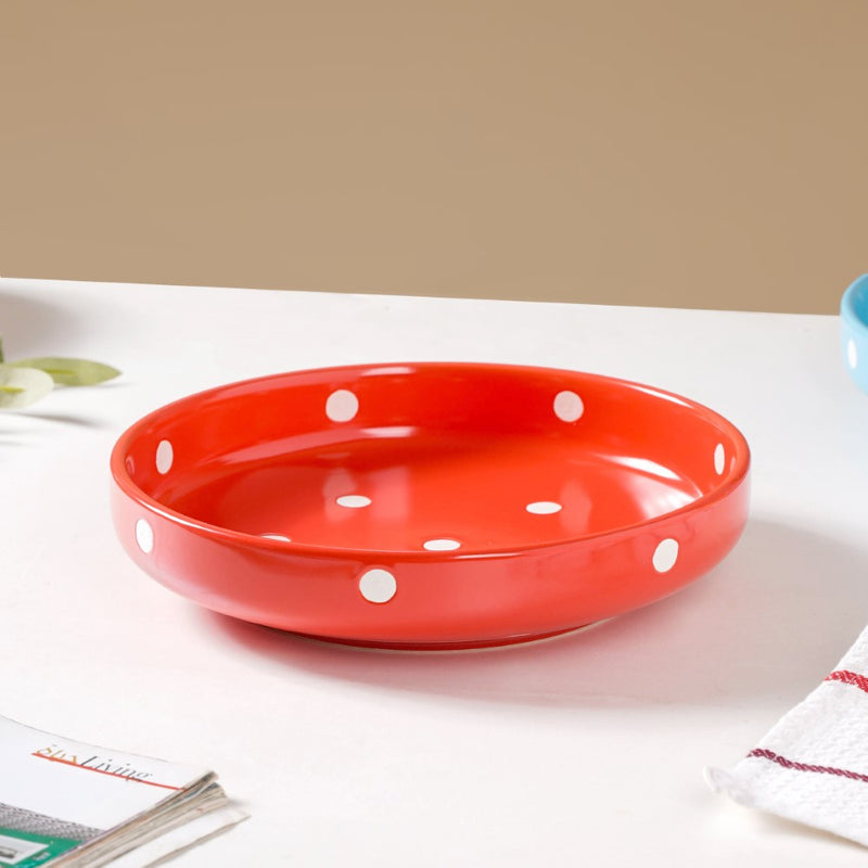 Polka Dots Round Deep Plate - Serving plate, snack plate, dessert plate | Plates for dining & home decor