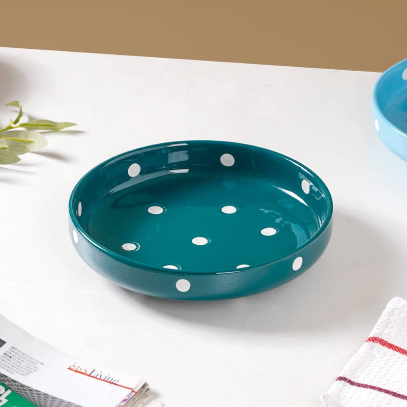 Polka Dots Round Deep Plate - Serving plate, snack plate, dessert plate | Plates for dining & home decor