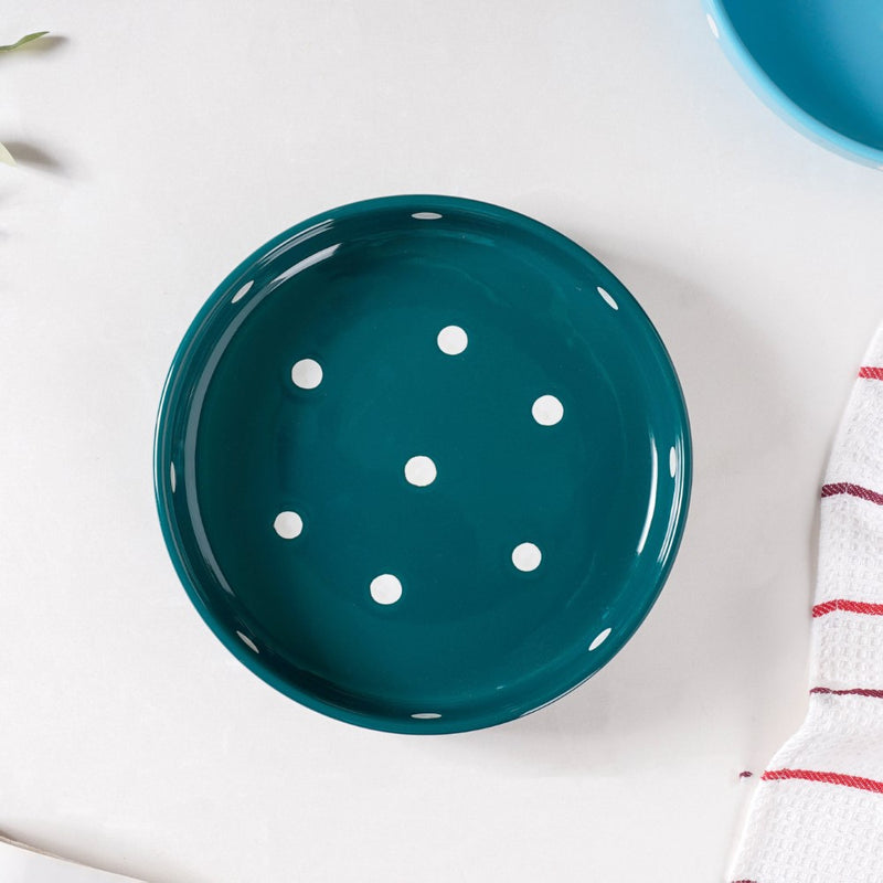 Polka Dots Round Deep Plate - Serving plate, snack plate, dessert plate | Plates for dining & home decor