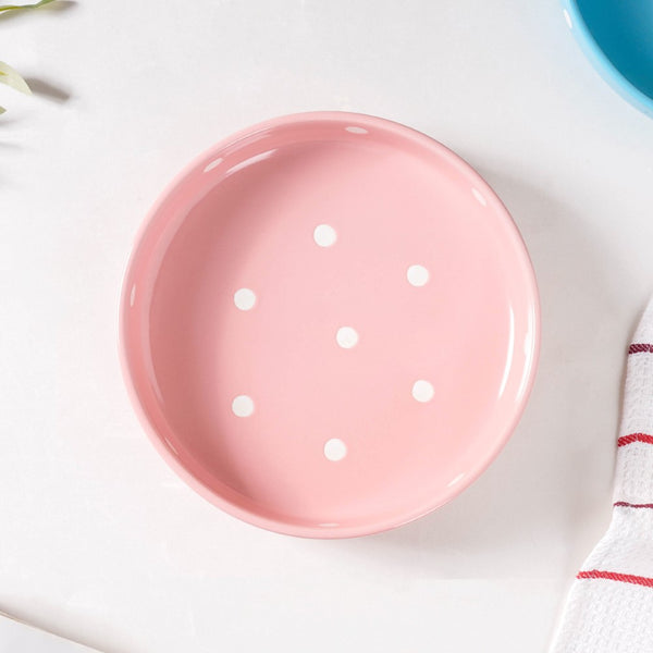 Polka Dots Round Deep Plate - Serving plate, snack plate, dessert plate | Plates for dining & home decor